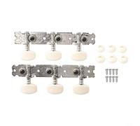 6 piroli cromati per chitarra folk acustica, 3 sintonizzatori a sinistra e 3 a destra, con boccole per un passo stabile e una facile regolazione delle corde, finitura argento, kit di parti di ricambio