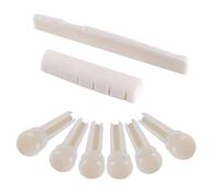 6 piroli per ponte in osso bovino con dado e sella per un migliore tono e sostegno, adatti alla maggior parte delle chitarre acustiche