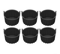 6 pirottini in silicone per friggitrice ad aria, pirottini per cuocere muffin e uova, resistenti al calore e non, compatibili con tutte le friggitrici ad aria (nero)