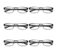 6 Pk da Uomo Rettangolare Blu Luce Blocco Occhiali da Lettura Molla Cerniera