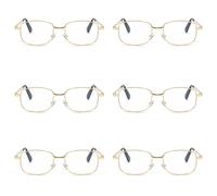 6 Pk Uomo Donna Montatura Metallo Lenti Trasparenti Lettura Occhiali Moda Epoca