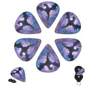 6 plettri per chitarra, 3 diversi spessori, personalizzati, con scatola portaoggetti, Dragon under the beam, accessori per chitarra medi sottili (0,46 mm, 0,71 mm, 0,96 mm)