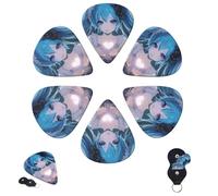 6 plettri per chitarra, 3 diversi spessori, personalizzati, con scatola portaoggetti, plettri per chitarra Miku digitali Hatsune, accessori per chitarra sottili (0,46 mm, 0,71 mm, 0,96 mm)