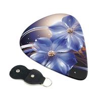 6 plettri per chitarra con fiori astratti blu, stampa su entrambi i lati, per chitarra acustica, basso, ukulele, chitarra elettrica (0,46 mm, 0,71 mm, 0,96 mm)