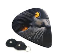 6 plettri per chitarra con gatti con occhi gialli, stampa su entrambi i lati, per chitarra acustica, basso, ukulele, chitarra elettrica (0,46 mm, 0,71 mm, 0,96 mm)