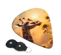 6 plettri per chitarra con giraffa e girasole, stampa su entrambi i lati, per chitarra acustica, basso, ukulele, chitarra elettrica (0,46 mm, 0,71 mm, 0,96 mm)