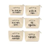 6 Pochette Donna Team bride "Quella che" Personalizzate con descrizioni simpatiche Idea Regalo Sposa Damigelle Amiche Damine Matrimonio Nozze Addio al Nubilato Trousse Porta Trucchi Oggetti Astuccio