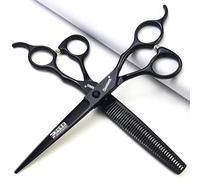 6 pollici / 7 pollici hair clipper set, forbici per capelli, cesoie più sottili SHARONDS 440C Nero (7 pollici, 2 pezzi)