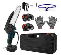 6 pollici Mini motosega elettrica con 2 batterie da 6000mAh e caricabatterie,Batteria per motosega manuale con serratura di sicurezza Batteria per motosega manuale per potatori tagliab