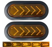 6 " Pollici Ovale Ambra Sequenziale Freccia Medio Giro Luce 45 LED Rimorchio W/