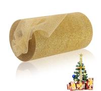 6 pollici x 25 metri Bobina di Tulle Glitter, Nastro Tulle Rotolo con Paillettes per Fiori Matrimonio Tutu Gonna Regalo Confezione Mestiere (Oro)
