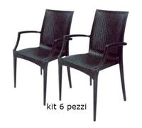 6 POLTRONE DA GIARDINO BAR TERRAZZO IN PLP RATTAN BISTROT.