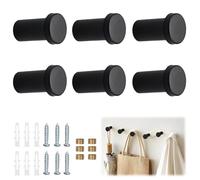 6 Pomelli Appendiabiti da Parete Nero Rotondo Appendiabiti da Muro 36 mm Ganci Accappatoio Bagno