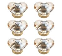 6 pomelli decorativi per armadietti, cassetti, in vetro cristallo color oro champagne, con foro singolo, per armadio, soggiorno, camera da letto, bagno, cucina, con vite