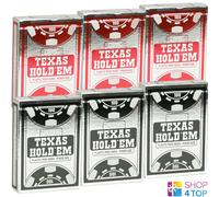 6 Ponti copag Texas Hold'em Peek Index 100% Plastica Poker Carte 3 Rosso 3 Nero