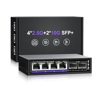 6 porte 2.5G Ethernet Switch non gestito, 4 porte Base-T 2.5Gb + 2 Port 10G SFP+, compatibile con 100/1000/2500Mbps, montaggio su tavolo/parete Switch di rete NICGIGA 2.5Gbe per AP wireless, NAS, PC