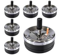 6 posacenere girevole per esterni, posacenere con coperchio, posacenere girevole moderno, posacenere da tavolo, per casa, ufficio, balcone, feste, bar, 9 x 9,5 cm (nero)