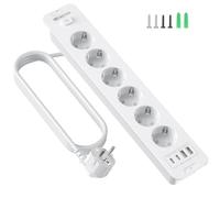6 Posti Multipresa Presa di Corrente da Incasso con USB, Ciabatta Elettrica da Incasso da Tavolo con 2 USB C & Cavo da 2M per Mobili da Lavoro, Bianco