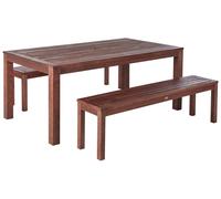 6 posti Set da pranzo da giardino con panche Marrone scuro Legno d'eucalipt