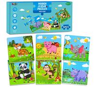 6 puzzle di animali in legno, giocattoli educativi per l'apprendimento precoce, set di puzzle per età prescolare, per bambini di 2-5 anni.