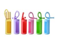 6 pz 10 ml/8,5 g Silicone Roller Bottle Holder Sleeve con corda per appendere olio essenziale custodia da viaggio protettiva per profumo bottiglia di profumo (colore casuale), Colore casuale, 2.3x5.8