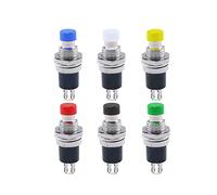 6 PZ 7mm Thread 2 Pin Mini Mini Pulsante Minomario Interruttore Normalmente chiuso-aperto Premere il reset Switch momentary,Mixed color,Press off-NC