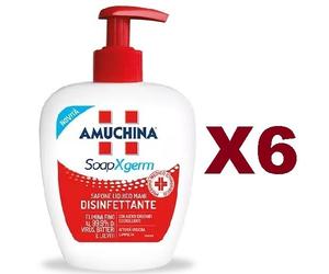 6 PZ AMUCHINA SOAP XGERM SAPONE LIQUIDO MANI DISINFETTANTE 250ML