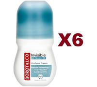 6 PZ BOROTALCO INVISIBILE ROLL ON PROFUMO FRESCO DEODORANTE ANTI MACCHIE 50ML