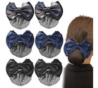 6 pz Bowknot Hairnet Professionale Capelli Chignon Copertura Antiscivolo Hairclips Elastico Mesh Hair Clip Bowknot Hairclip per capelli per infermiere, banche, lavoratori aerei hostess