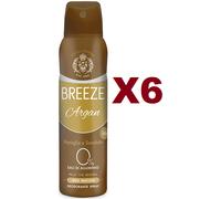 6 PZ BREEZE ARGAN DEODORANTE SPRAY VANIGLIA E SANDALO 150ML ZERO MACCHIE
