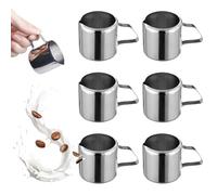6 PZ Bricco per latte in acciaio inox da 30 ml con manico, caraffa per latte portatile da 25 ml, caraffa per latte per schiume da latte, cappuccino, latte, espresso