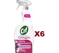 6 PZ CIF SPRAY ATTIVO CON CANDEGGINA 100% IGIENIZZANTE SBIANCANTE LAVANDA 650ML