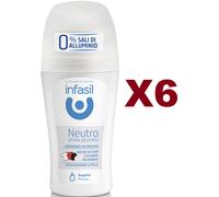 6 PZ DEODORANTE INFASIL NEUTRO EXTRA DELICATO ROLL ON 50ML ANTIMACCHIA