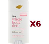 6 PZ DOVE DEO STICK CORPO DEODORANTE RASPBERRY E ROSE SCENT 75ML LAMPONE E ROSA
