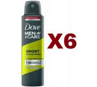 6 PZ DOVE MEN CARE DEODORANTE SPORT ACTIVE FRESH 150ML SPRAY UOMO 48H