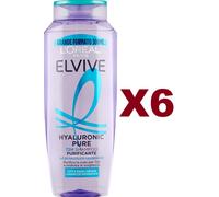 6 PZ ELVIVE L'OREAL PARIS SHAMPOO 72H PURIFICANTE HYALURONIC PURE 300ML