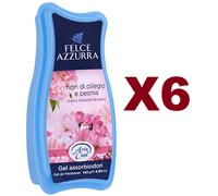 6 PZ FELCE AZZURRA GEL ASSORBIODORI FIORI DI CILIEGIO E PEONIA 140GR DEODORANTE
