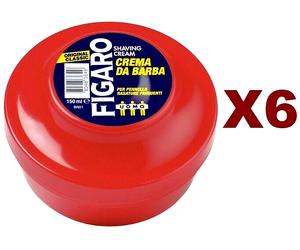 6 PZ FIGARO CREMA DA BARBA ORIGINAL PER PENNELLO RASATURE FREQUENTI 150ML UOMO