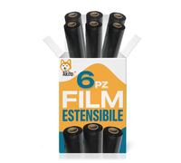6 PZ Film Estensibile Nero Multiuso per Spedizioni e Traslochi 2,7 KG