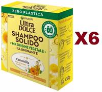6 PZ GARNIER SHAMPOO SOLIDO ULTRA DOLCE CAMOMILLA E MIELE per Capelli 60GR