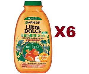 6 PZ GARNIER ULTRA DOLCE BAMBINI SHAMPOO 2IN1 ALBICOCCA E FIORI DI COTONE 250ML