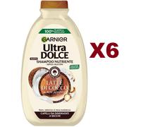 6 PZ GARNIER ULTRA DOLCE SHAMPOO LATTE DI COCCO & MACADAMIA 250ML NUTRIENTE