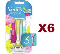 6 PZ GILLETTE VENUS TROPICAL DA 3 RASOI USA E GETTA CON 3 LAME STRISCIA CON ALOE