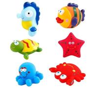 6 Pz. Giocattoli da Bagno Galleggianti con Animali Marini - Morbidi Giochi Acquatici con Pesce, Stella Marina, Polpo e Tartaruga - Adatti per Bambini da 1 a 4 Anni