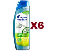 6 PZ HEAD & SHOULDERS PULIZIA PROFONDA CAPELLI GRASSI SHAMPOO ANTIFORFORA 250ML