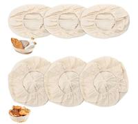 6 Pz Inserto in Lino per Cestino da Lievitazione, Inserto in Tessuto per Cesto lievitazione Pane, Panno di Lino per Cestino, Fodera Cestello di Fermentazione, Rotondo/Ovale