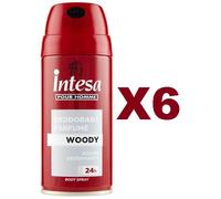6 PZ INTESA POUR HOMME DEODORANT PARFUME WOODY BODY SPRAY 150ML
