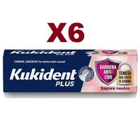 6 PZ KUKIDENT PLUS BARRIERA ANTI CIBO CREMA ADESIVA NEUTRO PER PROTESI DENTIERA