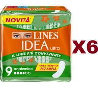 6 PZ LINES IDEA ULTRA ANATOMICO DA 9 ASSORBENTI IPOALLERGENICO