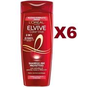 6 PZ L'OREAL ELVIVE SHAMPOO COLOR 2IN1 PROTETTIVO 285ML CAPELLI COLORATI MECHES